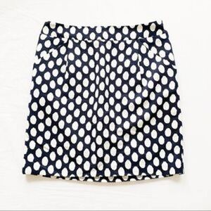 𝅺ANN Taylor LOFT NWT Ikat Polka Dot Navy & White Skirt Size 10